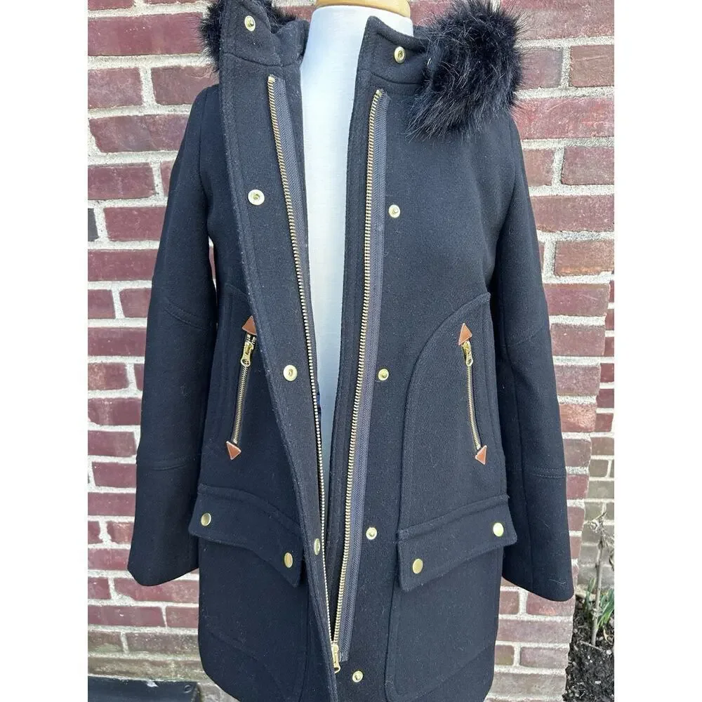 J. Crew Chateau Parka in Italian Stadium-Cloth Black 2 - Picture 9 of 12